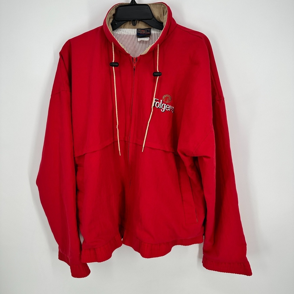 Vintage Folgers Windbreaker Jacket Hilton Active‎ Apparel Size Med